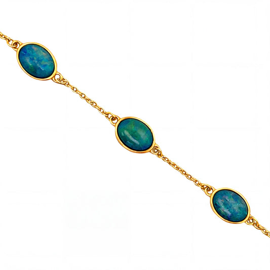 Triplet Opal Bracelet in Gold Plated Stainless Steel - Australian Opal Cutters and Pearl Divers