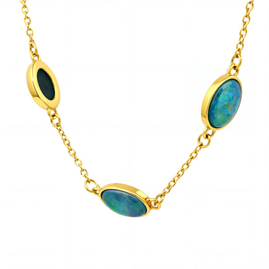 Triplet Opal Bracelet in Gold Plated Stainless Steel - Australian Opal Cutters and Pearl Divers