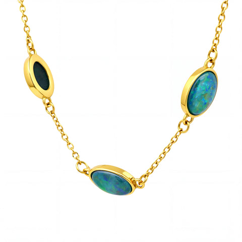 Triplet Opal Bracelet in Gold Plated Stainless Steel - Australian Opal Cutters and Pearl Divers