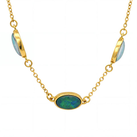 Triplet Opal Bracelet in Gold Plated Stainless Steel