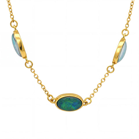 Triplet Opal Bracelet in Gold Plated Stainless Steel - Australian Opal Cutters and Pearl Divers