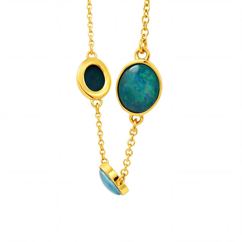 Triplet Opal Bracelet in Gold Plated Stainless Steel - Australian Opal Cutters and Pearl Divers