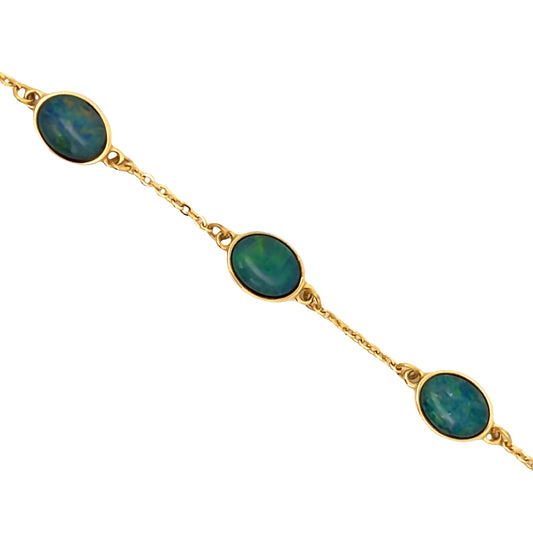 Triplet Opal Bracelet in Gold Plated Stainless Steel
