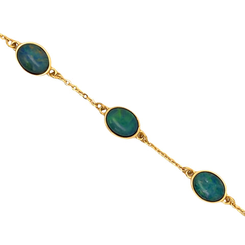Triplet Opal Bracelet in Gold Plated Stainless Steel