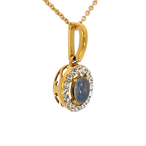 Triplet Opal Pendant set in Gold Plated Stainless Steel - Multicolour