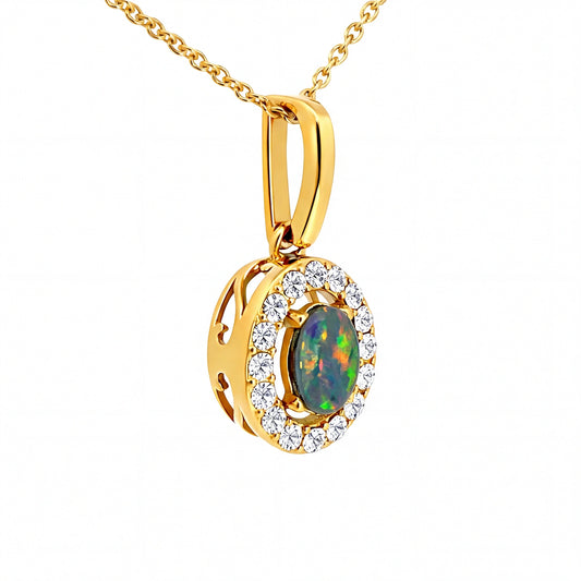 Triplet Opal Pendant set in Gold Plated Stainless Steel - Multicolour - Australian Opal Cutters and Pearl Divers