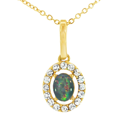 Triplet Opal Pendant set in Gold Plated Stainless Steel - Multicolour