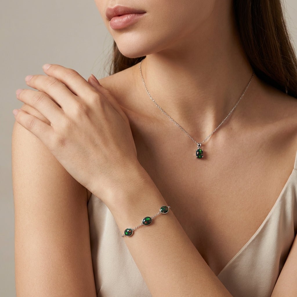 Triplet Opal Pendant & Bracelet Set - Australian Opal Cutters and Pearl Divers