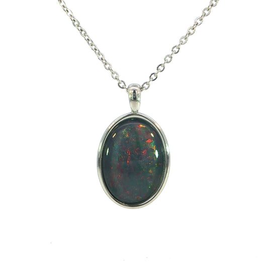 Triplet Opal Pendant in Stainless Steel - Multicolour