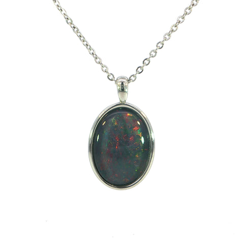 Triplet Opal Pendant in Stainless Steel - Multicolour