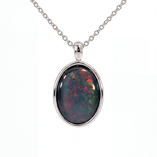 Triplet Opal Pendant in Stainless Steel - Multicolour