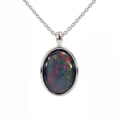 Triplet Opal Pendant in Stainless Steel - Multicolour - Australian Opal Cutters and Pearl Divers