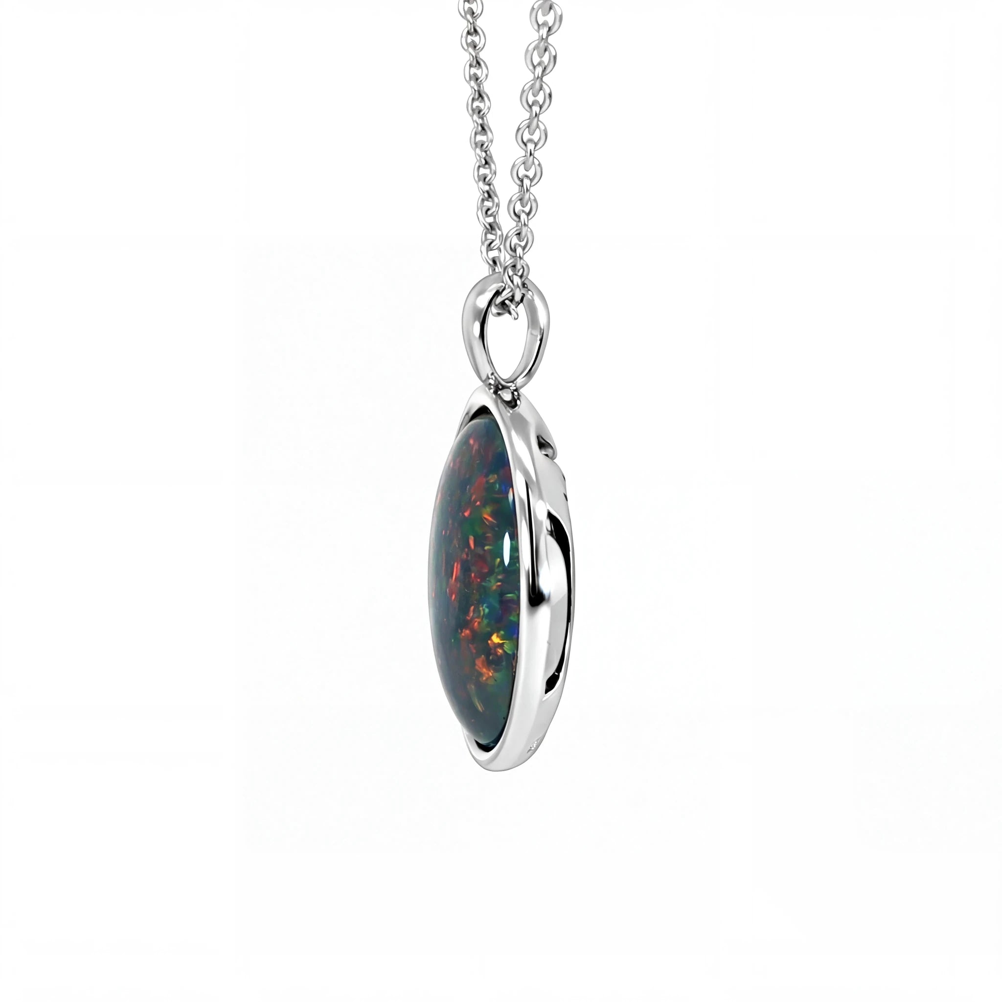 Triplet Opal Pendant in Stainless Steel - Multicolour - Australian Opal Cutters and Pearl Divers