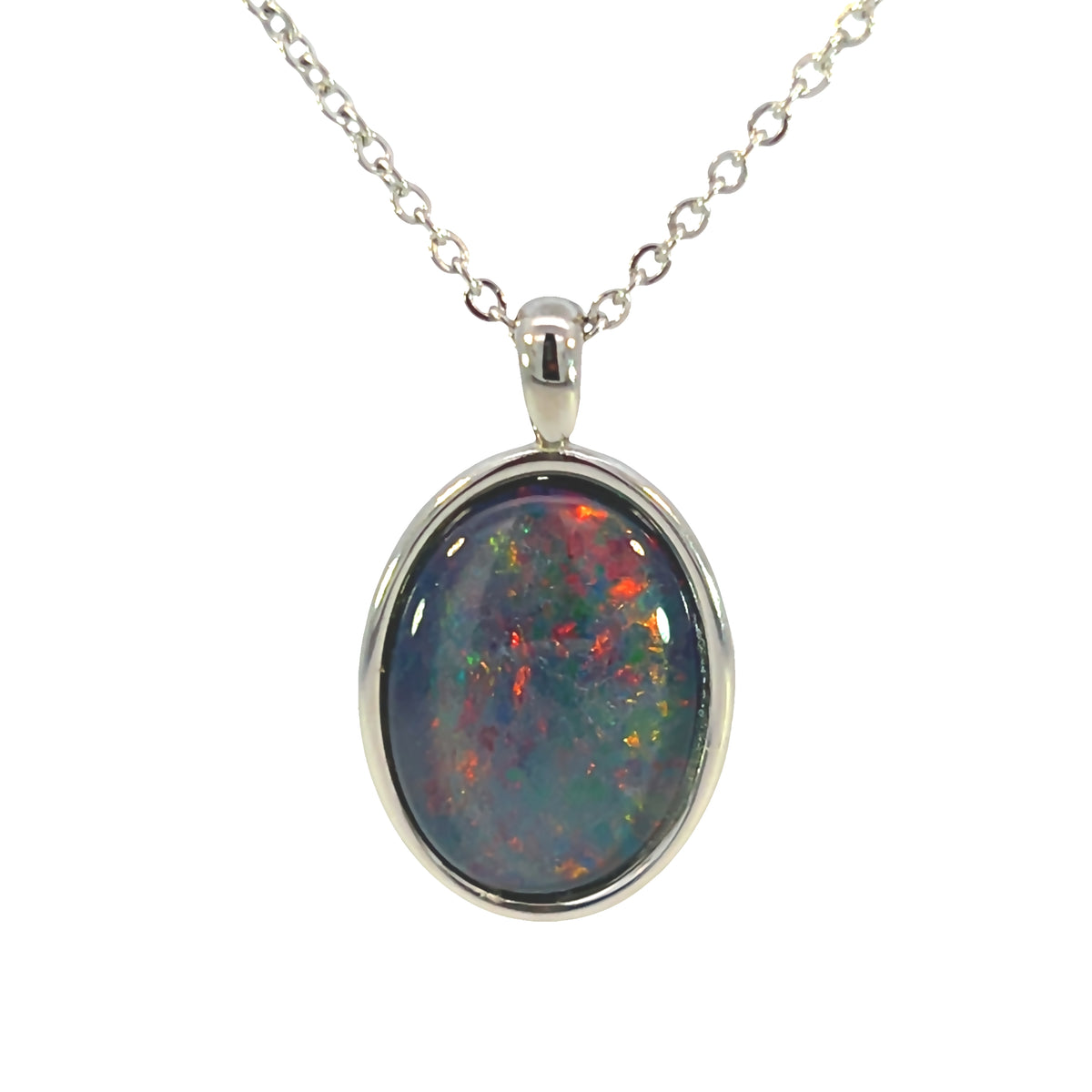 Triplet Opal Pendant in Stainless Steel - Multicolour