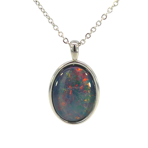 Triplet Opal Pendant in Stainless Steel - Multicolour
