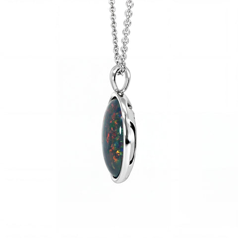 Triplet Opal Pendant in Stainless Steel - Multicolour - Australian Opal Cutters and Pearl Divers