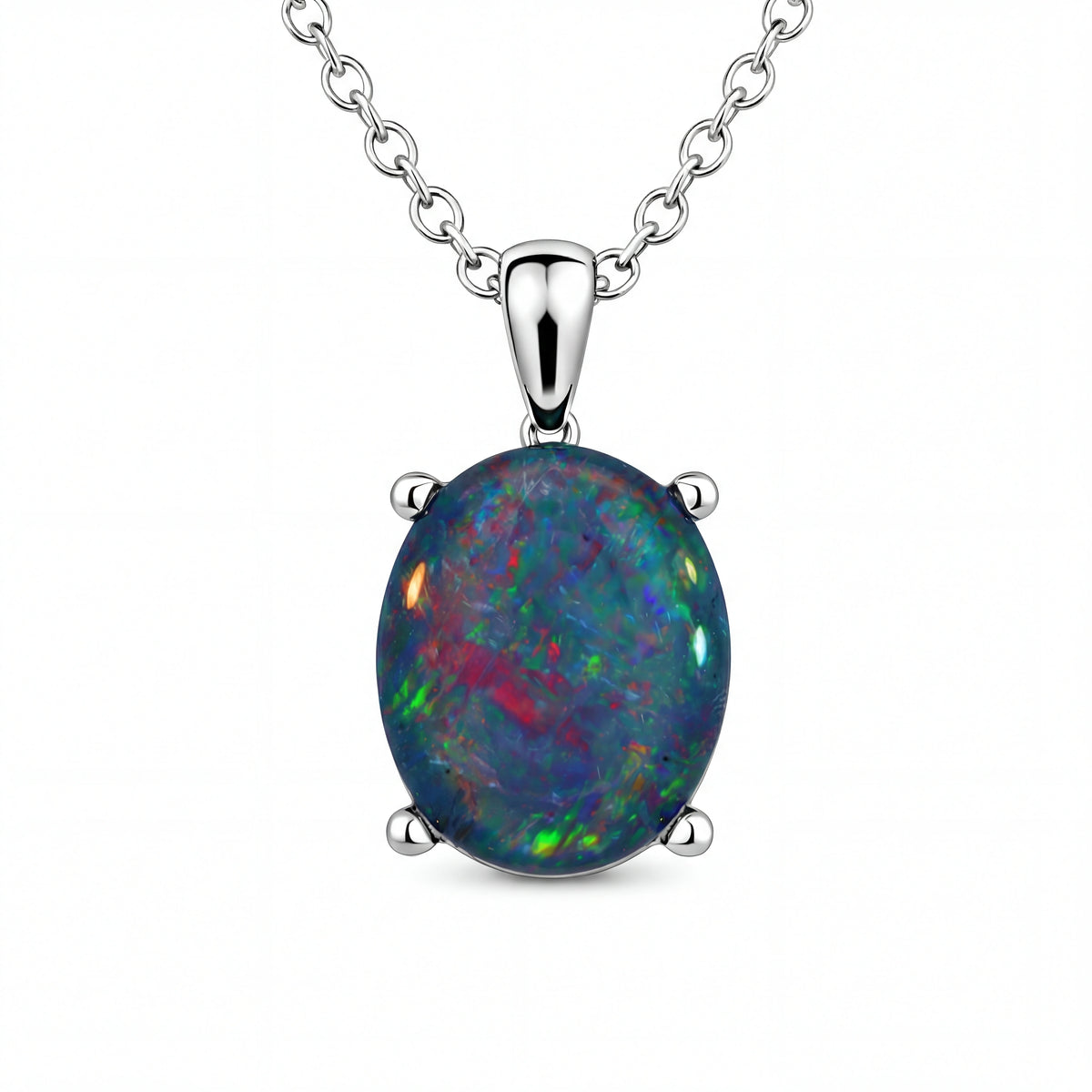 Triplet Opal Pendant set in Stainless Steel - Multicolour