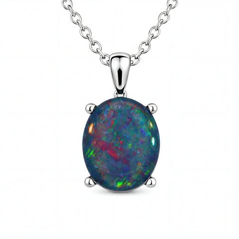 Triplet Opal Pendant set in Stainless Steel - Multicolour
