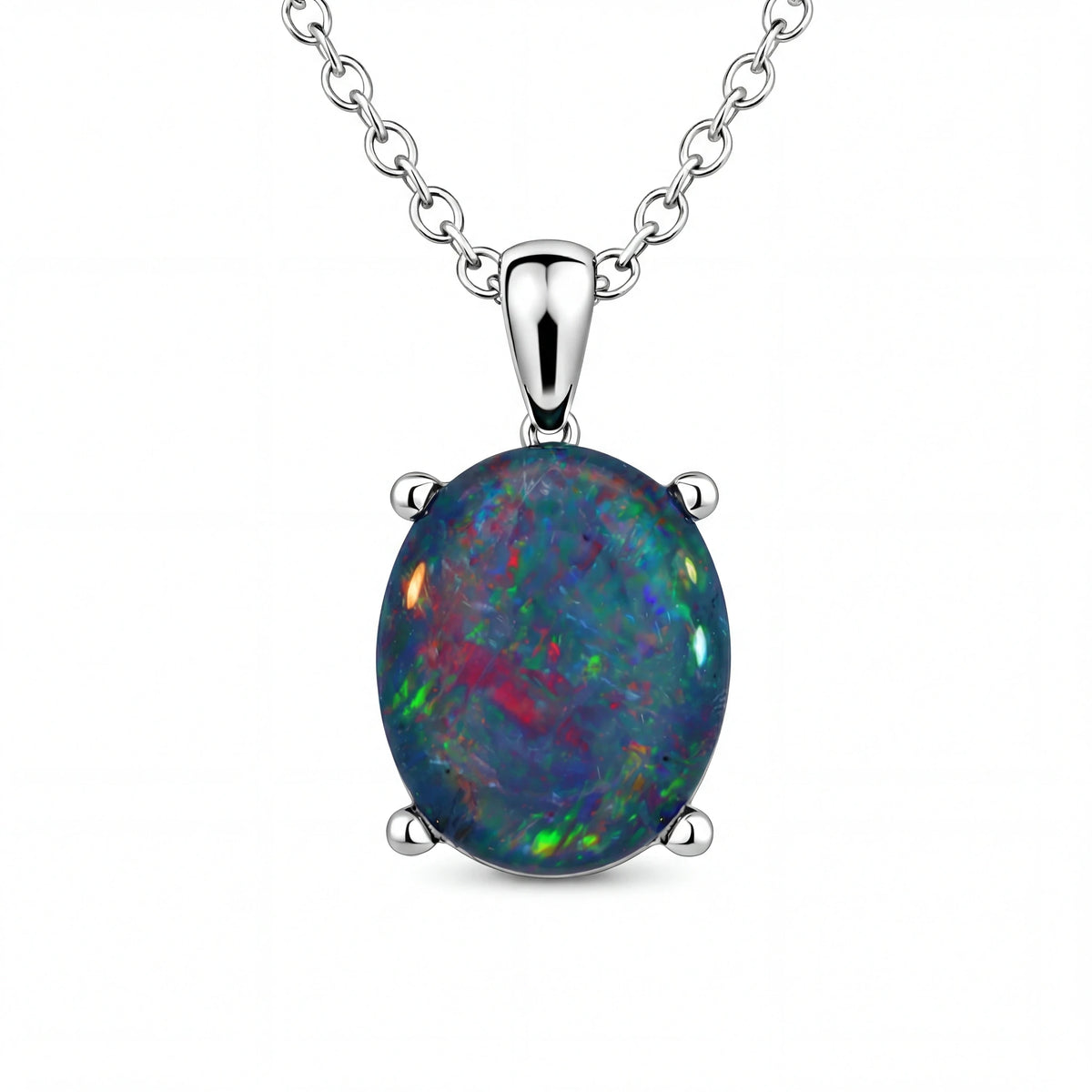 Triplet Opal Pendant set in Stainless Steel - Multicolour - Australian Opal Cutters and Pearl Divers