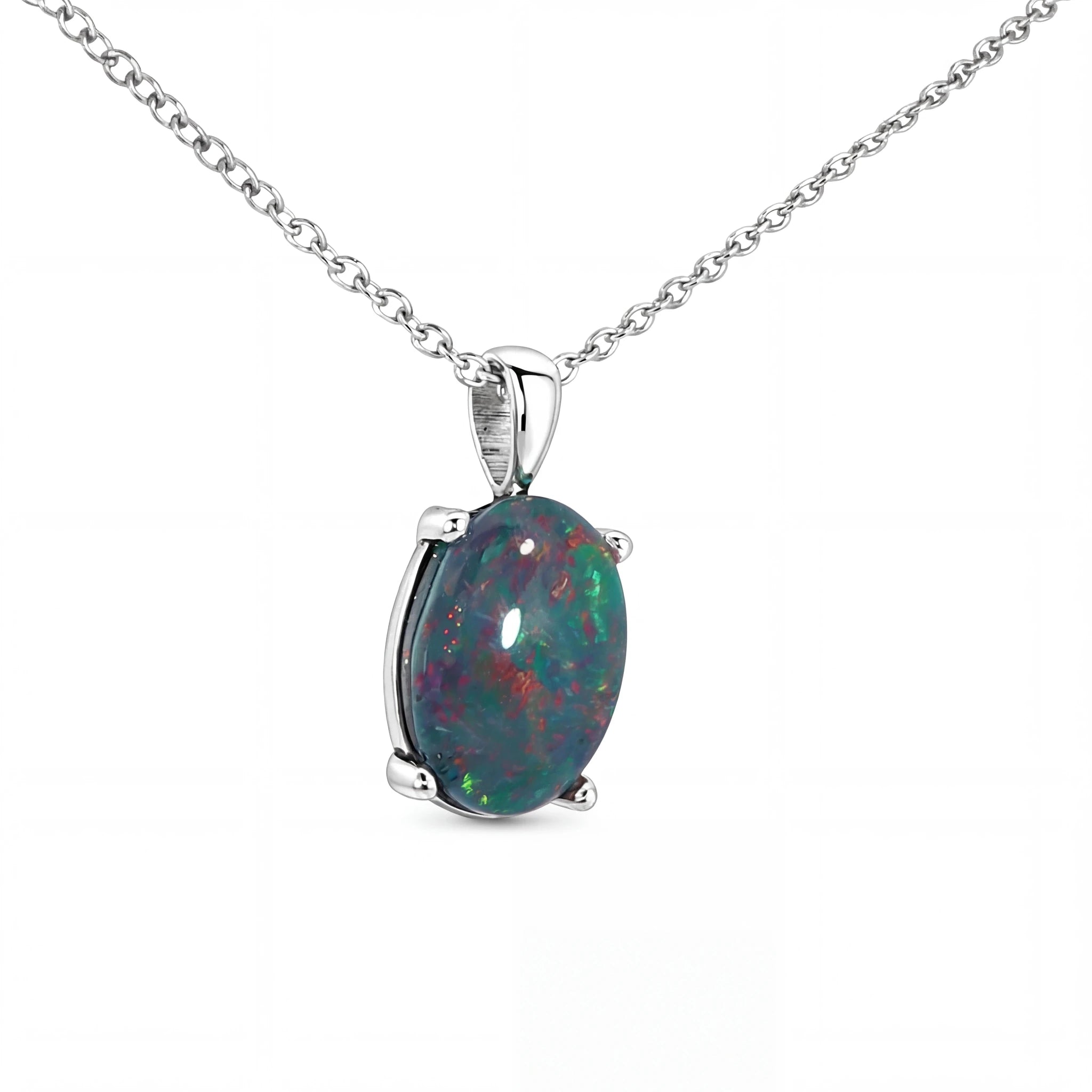 Triplet Opal Pendant set in Stainless Steel - Multicolour - Australian Opal Cutters and Pearl Divers