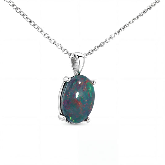 Triplet Opal Pendant set in Stainless Steel - Multicolour - Australian Opal Cutters and Pearl Divers