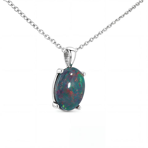 Triplet Opal Pendant set in Stainless Steel - Multicolour - Australian Opal Cutters and Pearl Divers