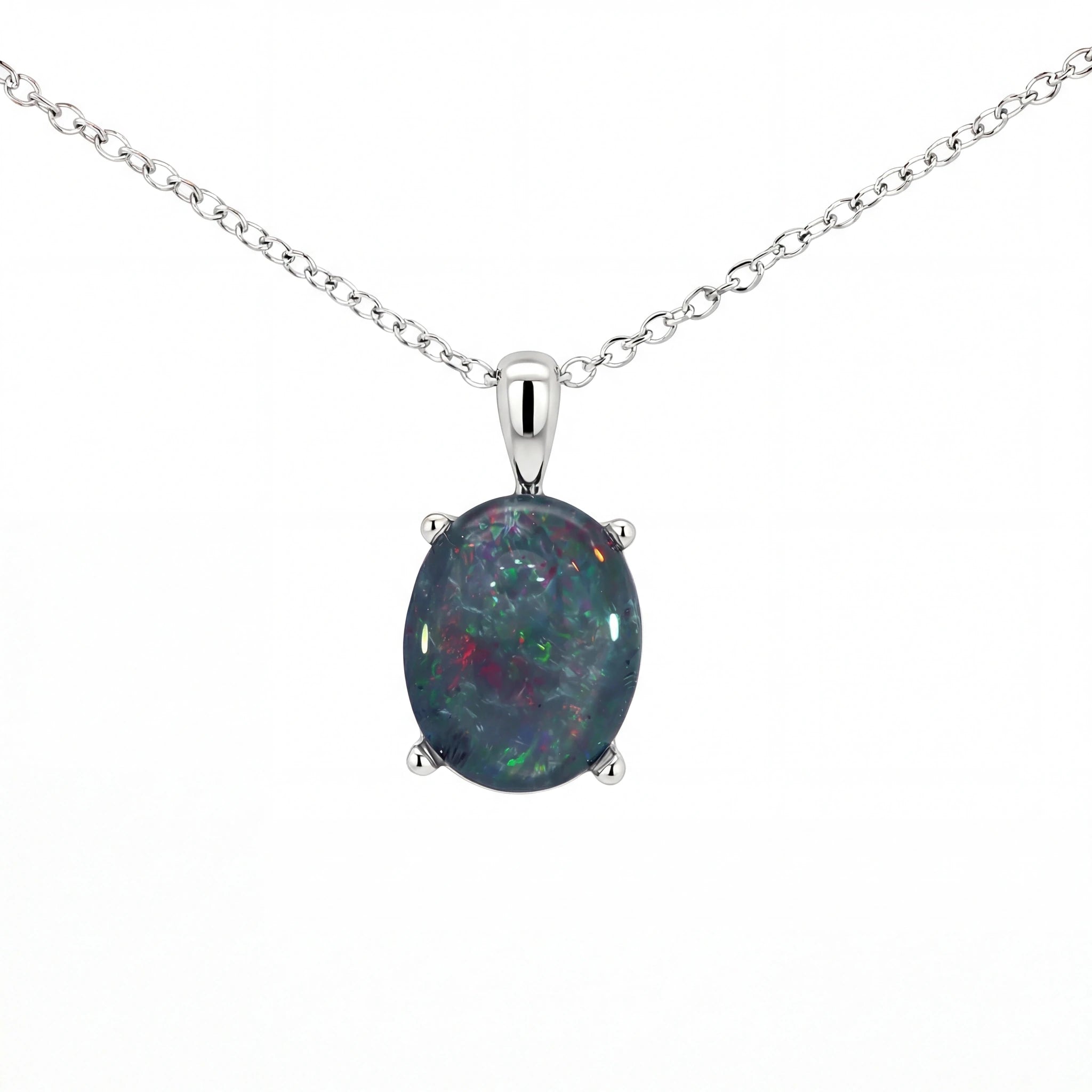 Triplet Opal Pendant set in Stainless Steel - Multicolour - Australian Opal Cutters and Pearl Divers