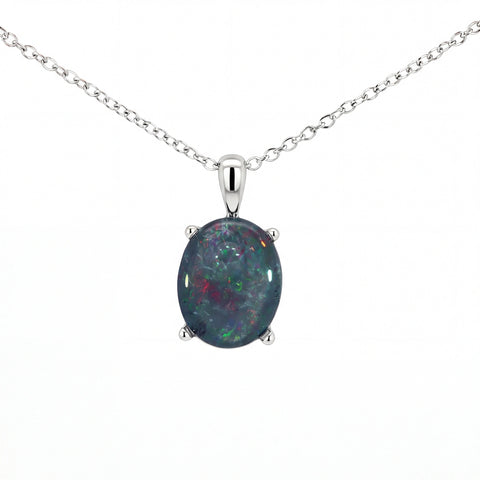 Triplet Opal Pendant set in Stainless Steel - Multicolour - Australian Opal Cutters and Pearl Divers