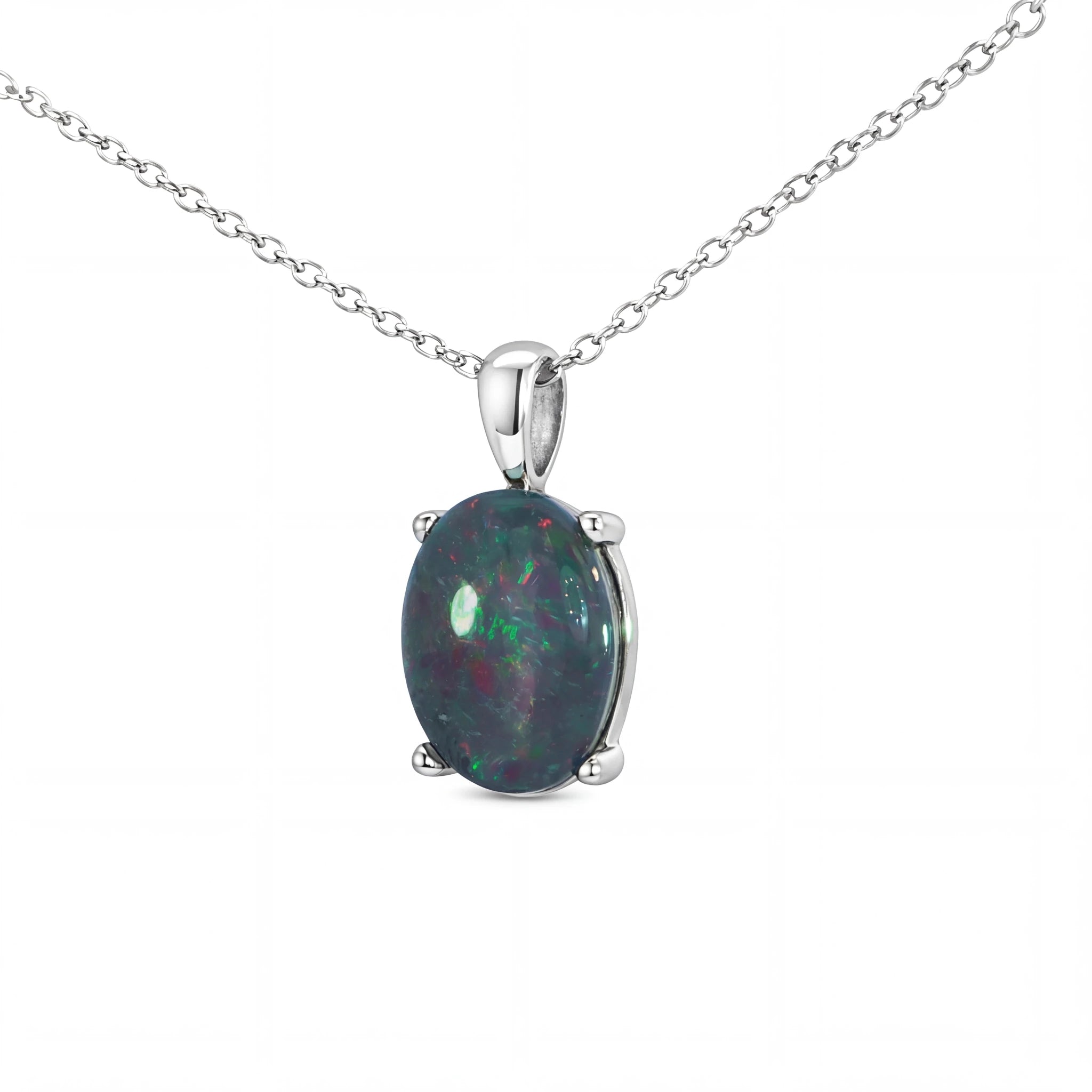 Triplet Opal Pendant set in Stainless Steel - Multicolour - Australian Opal Cutters and Pearl Divers