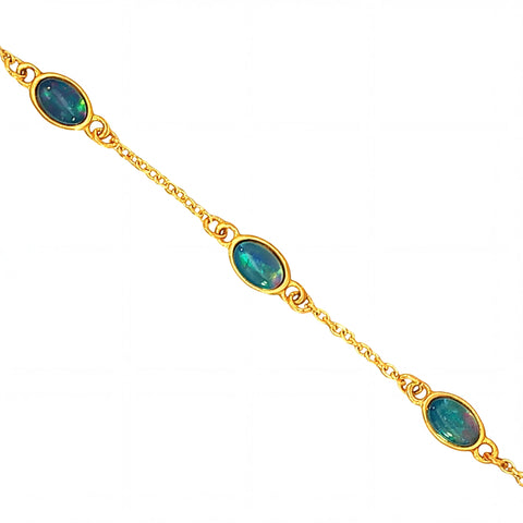 Triplet Opal Bracelet in Gold Plated Stainless Steel - Australian Opal Cutters and Pearl Divers