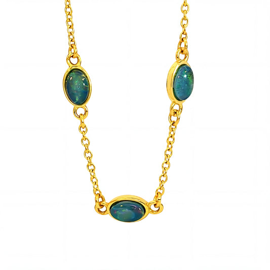 Triplet Opal Bracelet in Gold Plated Stainless Steel