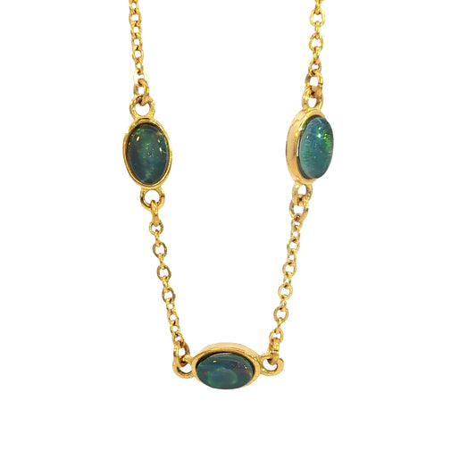 Triplet Opal Bracelet in Gold Plated Stainless Steel