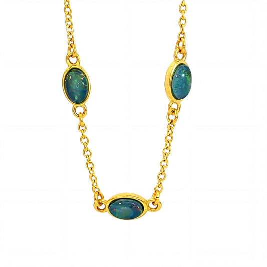 Triplet Opal Bracelet in Gold Plated Stainless Steel - Australian Opal Cutters and Pearl Divers