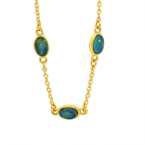 Triplet Opal Bracelet in Gold Plated Stainless Steel - Australian Opal Cutters and Pearl Divers