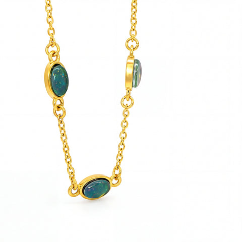 Triplet Opal Bracelet in Gold Plated Stainless Steel - Australian Opal Cutters and Pearl Divers