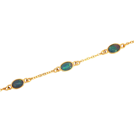 Triplet Opal Bracelet in Gold Plated Stainless Steel