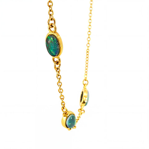 Triplet Opal Bracelet in Gold Plated Stainless Steel - Australian Opal Cutters and Pearl Divers