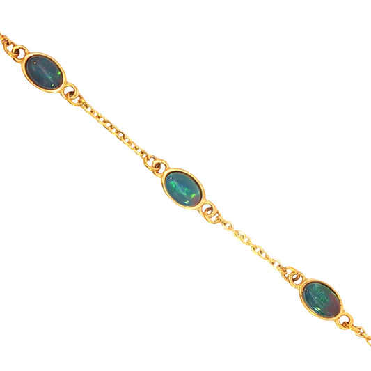 Triplet Opal Bracelet in Gold Plated Stainless Steel