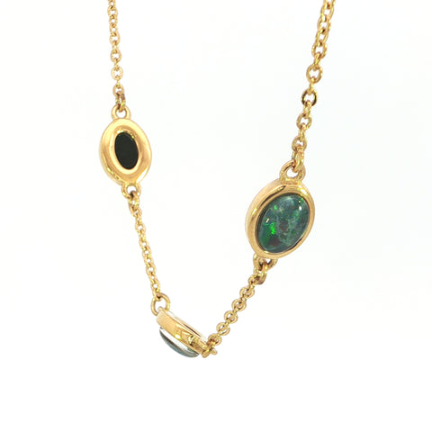 Triplet Opal Bracelet in Gold Plated Stainless Steel - Multicolour