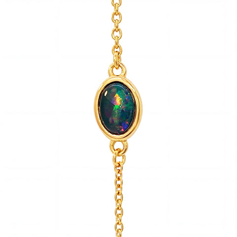 Triplet Opal Bracelet in Gold Plated Stainless Steel - Multicolour