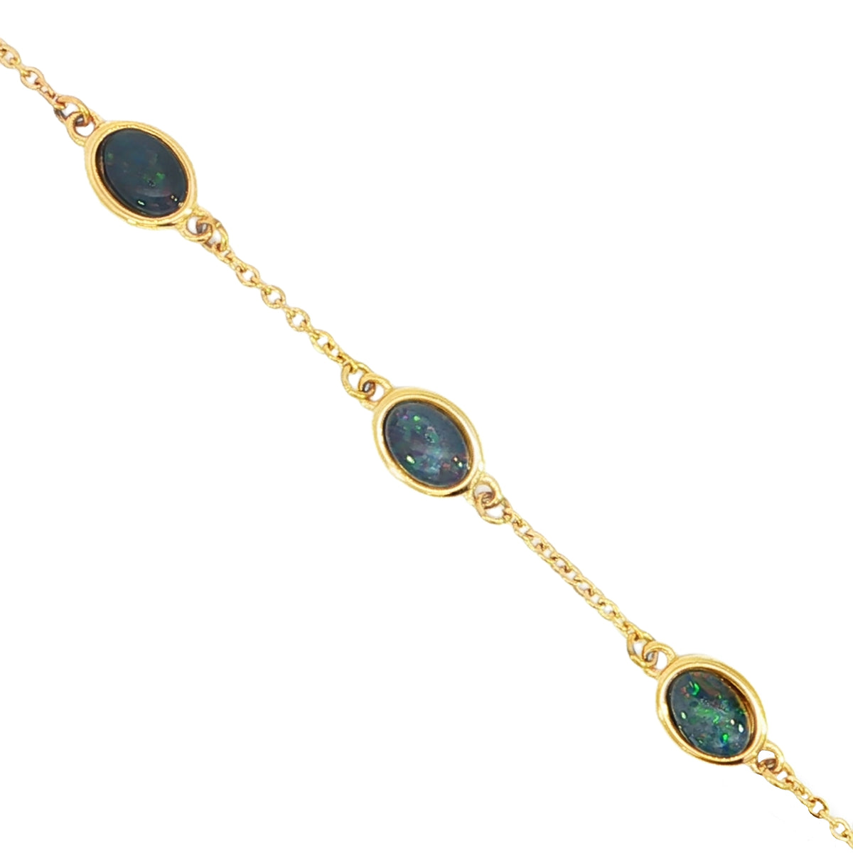 Triplet Opal Bracelet in Gold Plated Stainless Steel - Multicolour