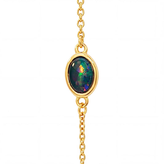 Triplet Opal Bracelet in Gold Plated Stainless Steel - Multicolour - Australian Opal Cutters and Pearl Divers