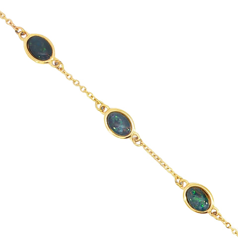 Triplet Opal Bracelet in Gold Plated Stainless Steel - Multicolour