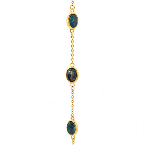 Triplet Opal Bracelet in Gold Plated Stainless Steel - Multicolour