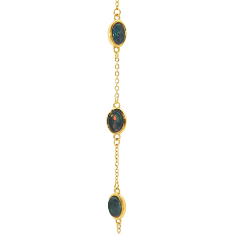 Triplet Opal Bracelet in Gold Plated Stainless Steel - Multicolour