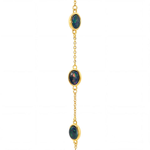 Triplet Opal Bracelet in Gold Plated Stainless Steel - Multicolour - Australian Opal Cutters and Pearl Divers
