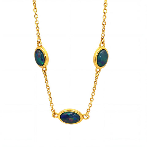 Triplet Opal Bracelet in Gold Plated Stainless Steel - Multicolour