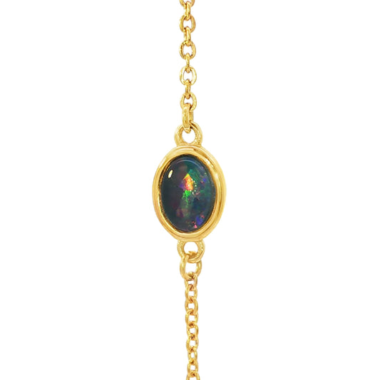 Triplet Opal Bracelet in Gold Plated Stainless Steel - Multicolour