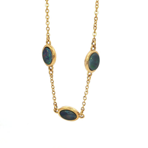 Triplet Opal Bracelet in Gold Plated Stainless Steel - Multicolour