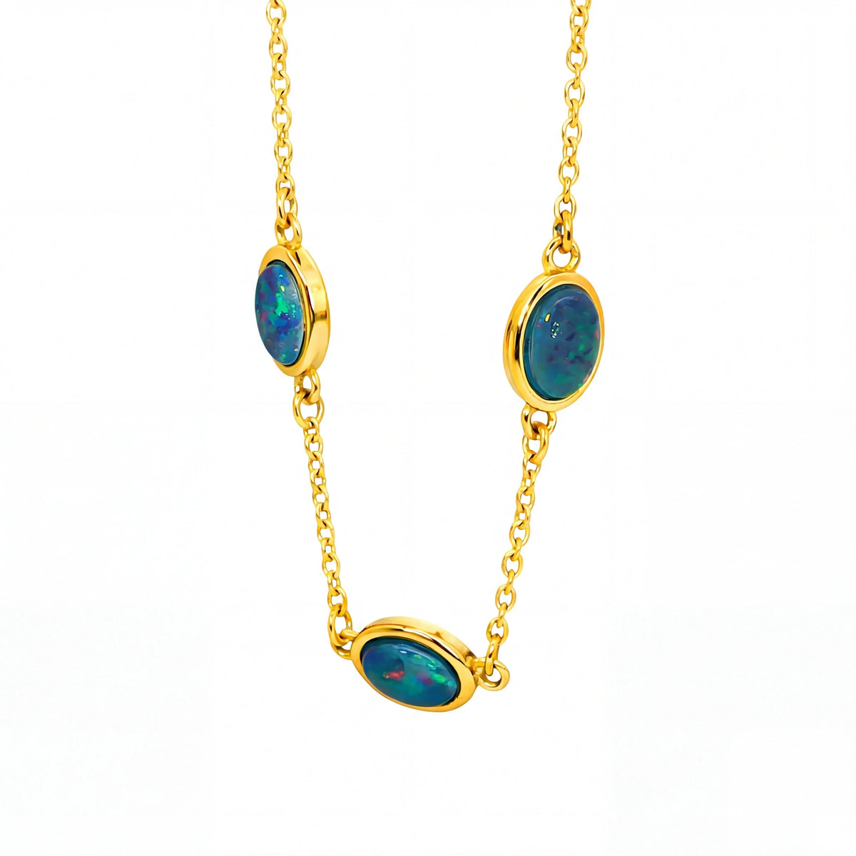 Triplet Opal Bracelet in Gold Plated Stainless Steel - Multicolour - Australian Opal Cutters and Pearl Divers